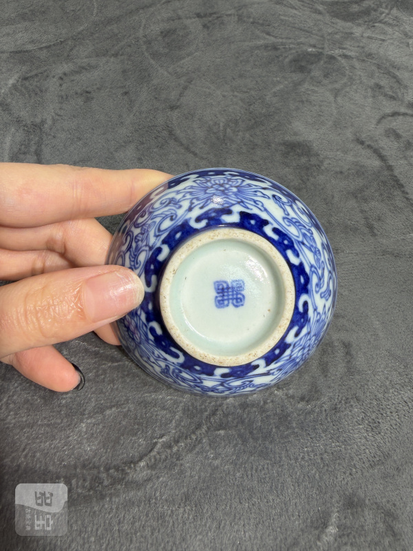 清晚期青花如意云头纹缠枝花卉纹小茶园 - 图6